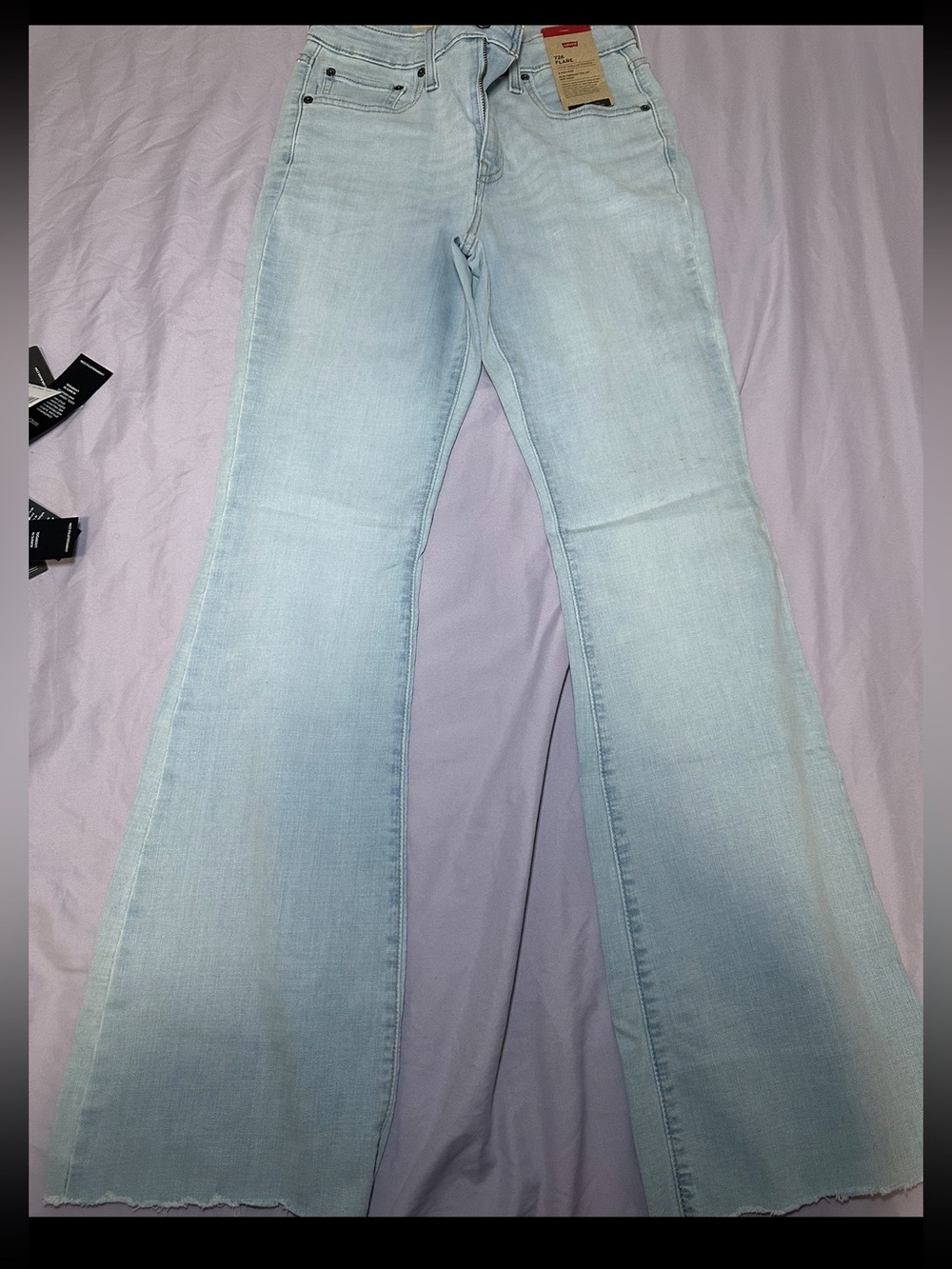 NWT Levi’s 726 High Rise Flare Jeans Light Wash Raw Hem